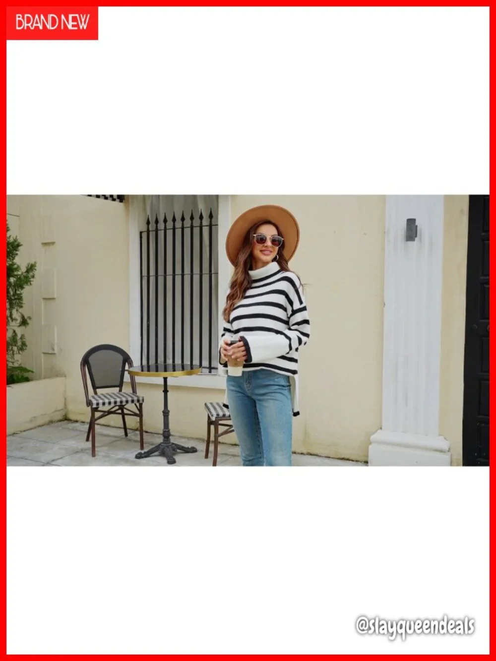 Women Oversized Cable Knit Turtleneck Pullover Sweater